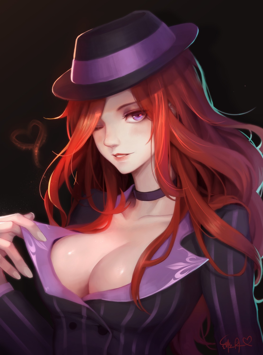 cleavage league_of_legends miss_fortune no_bra scarlet_moon