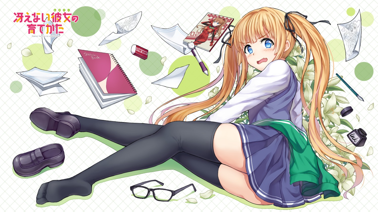 ass chobi_(penguin_paradise) megane neon_genesis_evangelion saenai_heroine_no_sodatekata sawamura_spencer_eriri seifuku souryuu_asuka_langley thighhighs