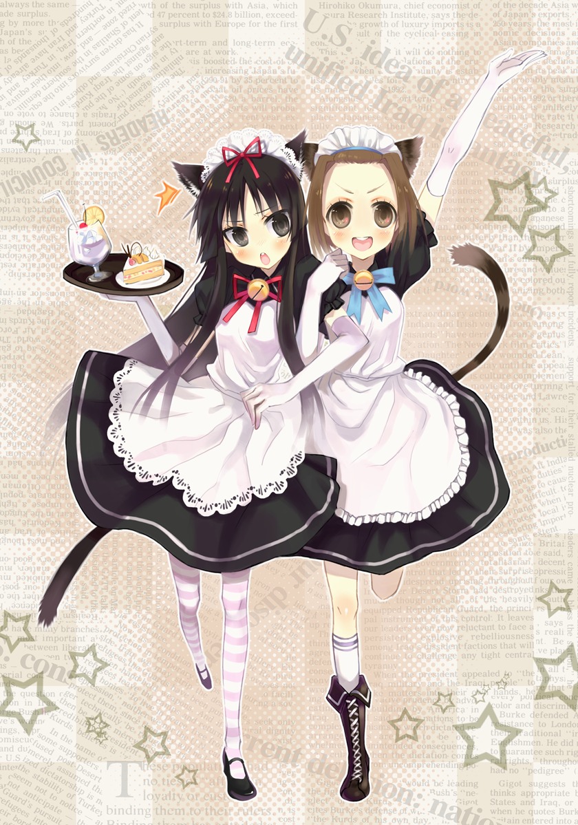 akiyama_mio animal_ears k-on! maid nekomimi newrein tainaka_ritsu