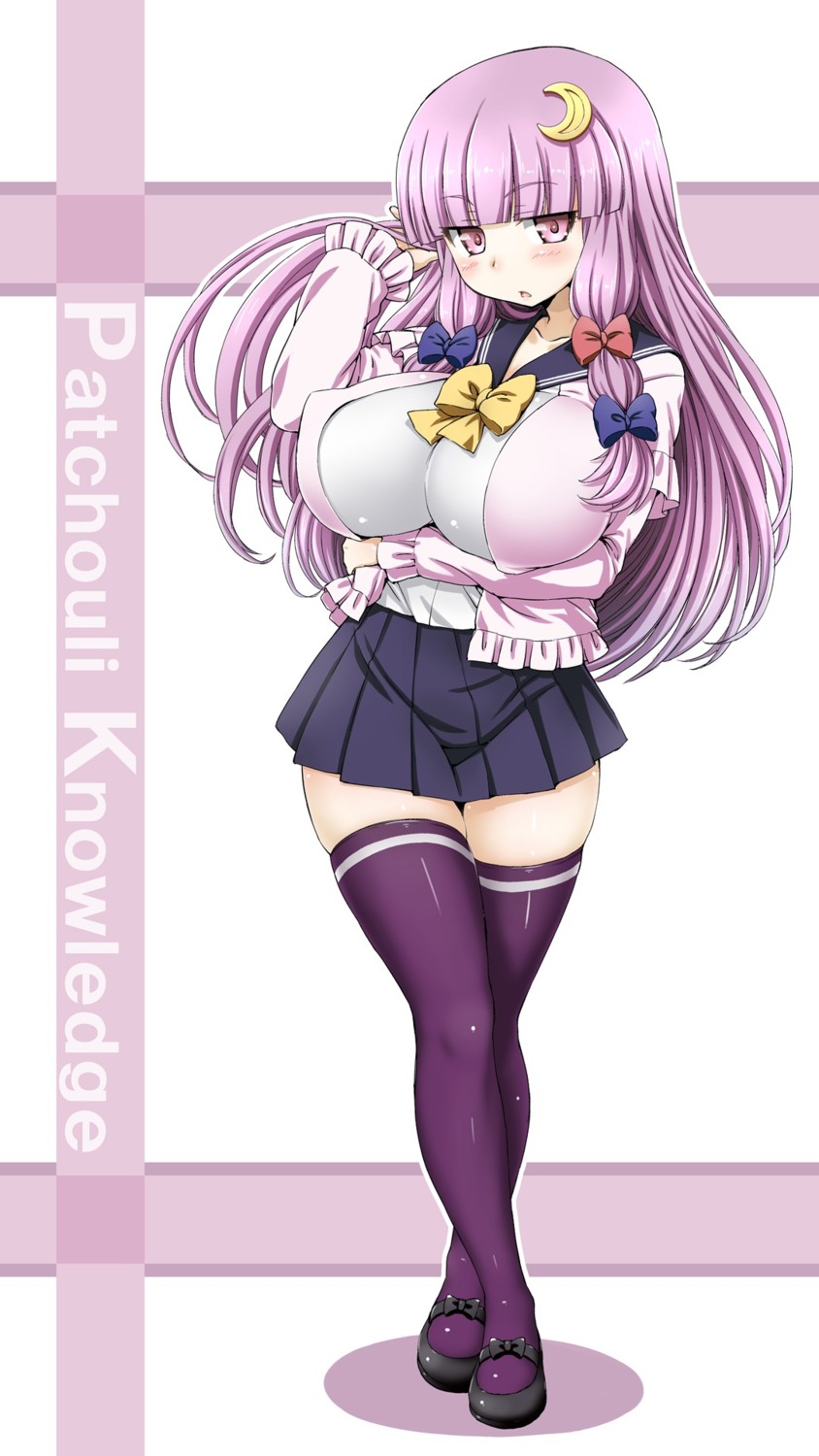 aru_ra_une breast_hold patchouli_knowledge seifuku thighhighs touhou