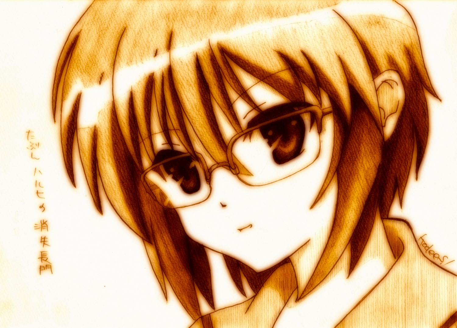 godees megane monochrome nagato_yuki sketch suzumiya_haruhi_no_yuuutsu