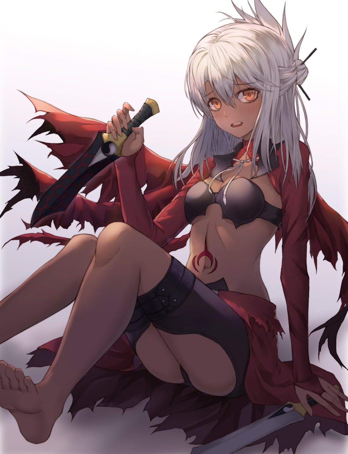 bikini_armor chloe_von_einzbern cleavage fate/kaleid_liner_prisma_illya fate/stay_night kind1516 tattoo weapon