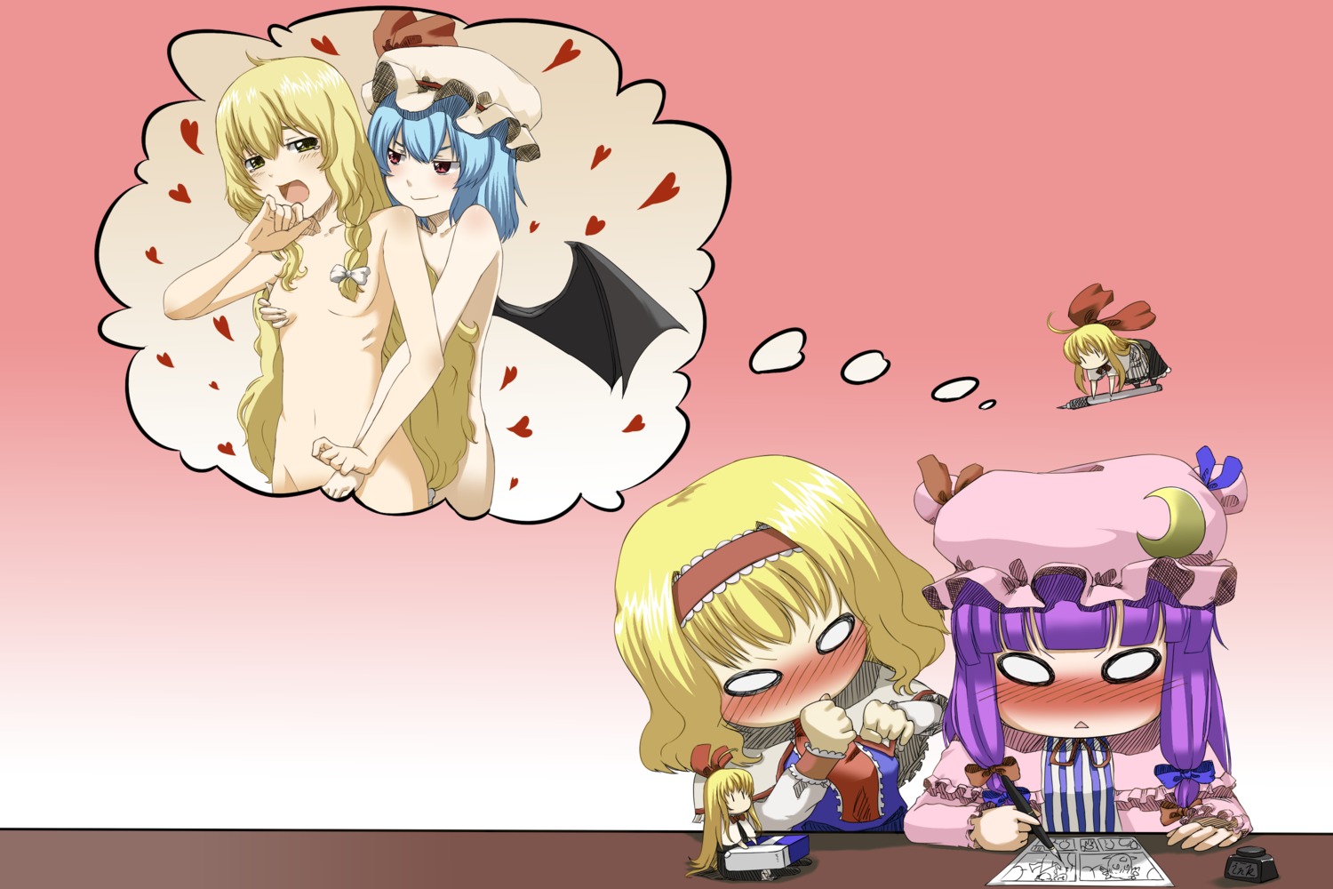 alice_margatroid kirisame_marisa loli naked patchouli_knowledge remilia_scarlet shanghai_doll syao touhou wings yuri