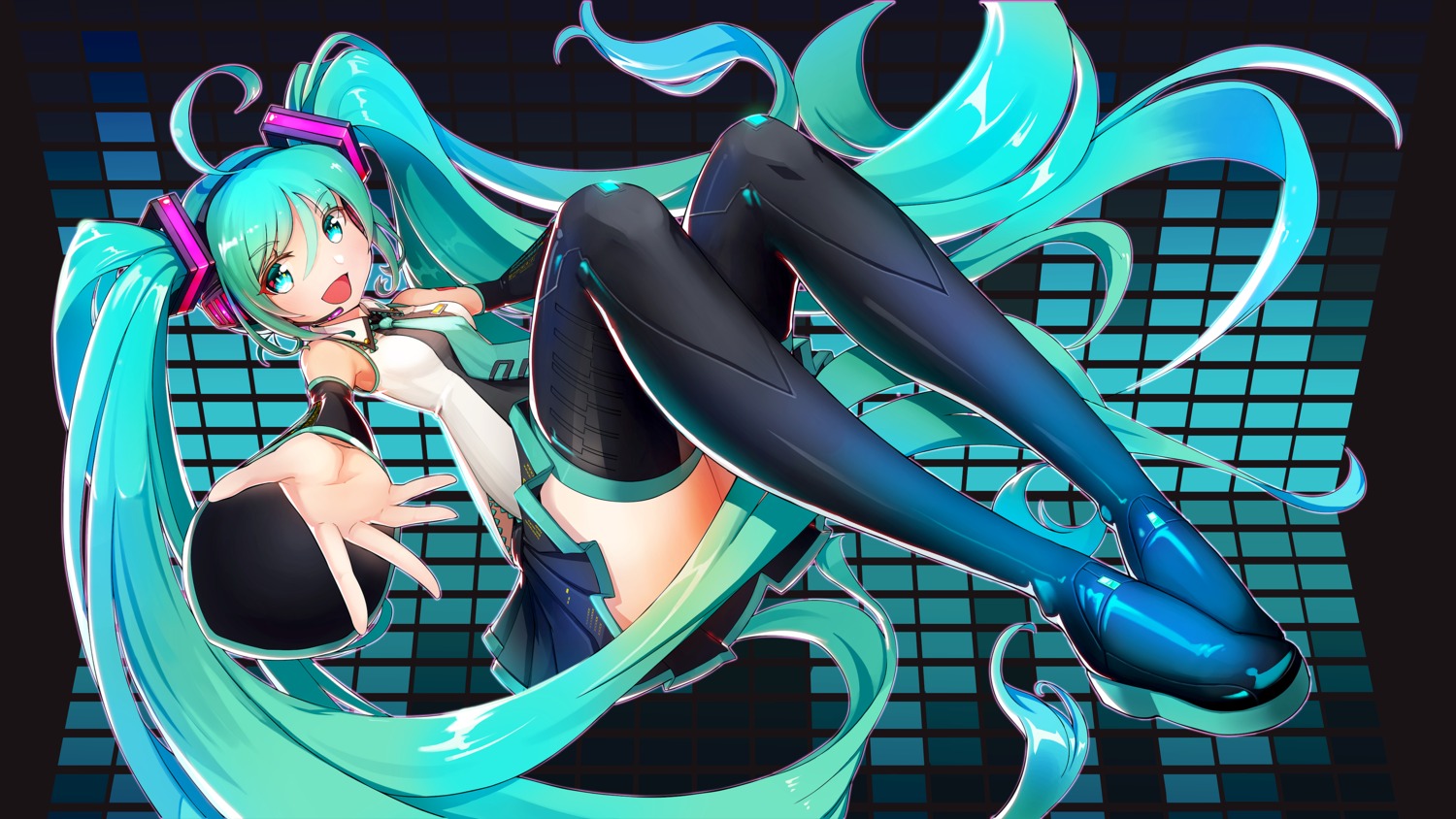 btraphen hatsune_miku headphones tattoo thighhighs vocaloid