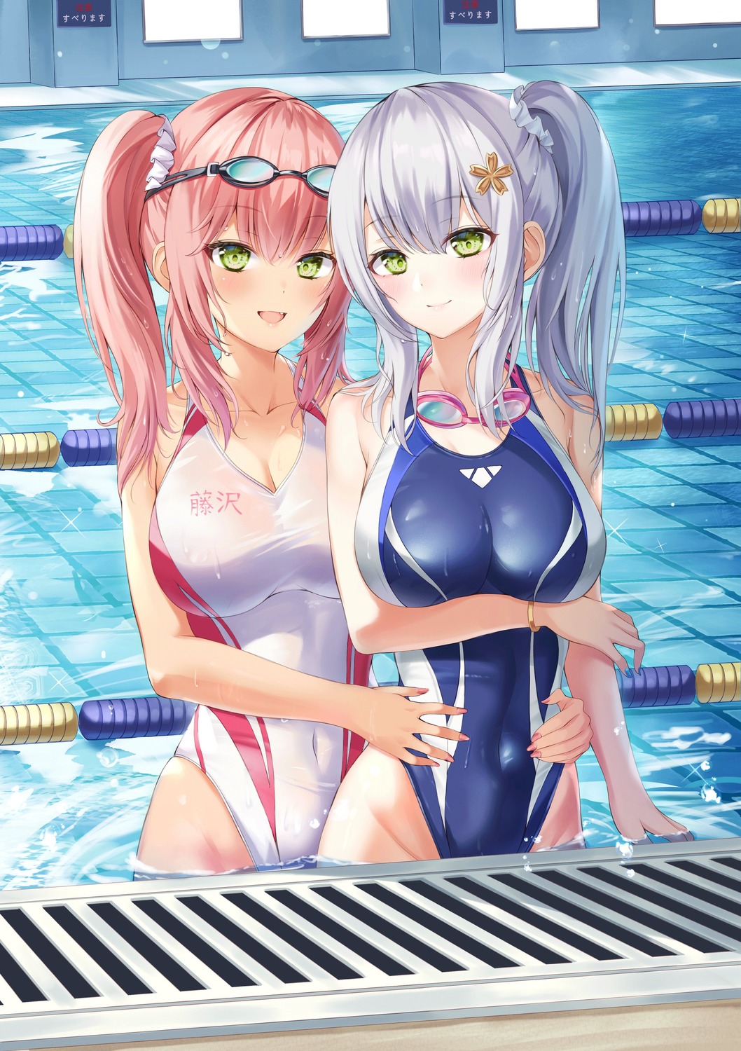 bnari see_through swimsuits wet wet_clothes yuri