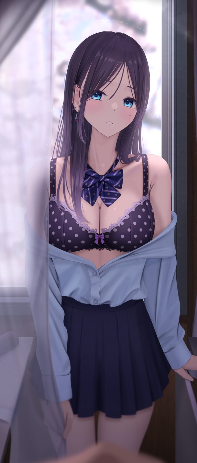 bra inaka_44 open_shirt seifuku