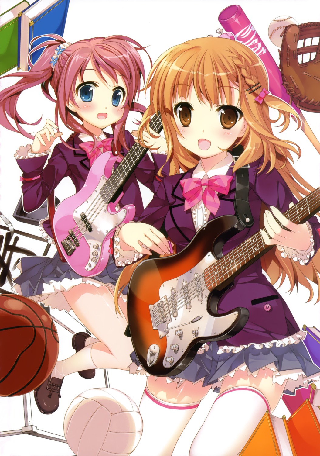 fujima_takuya guitar seifuku thighhighs