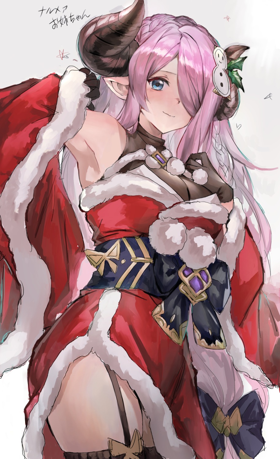 666_(ro_ro_ro3) christmas granblue_fantasy horns narumeia_(granblue_fantasy) pointy_ears stockings thighhighs