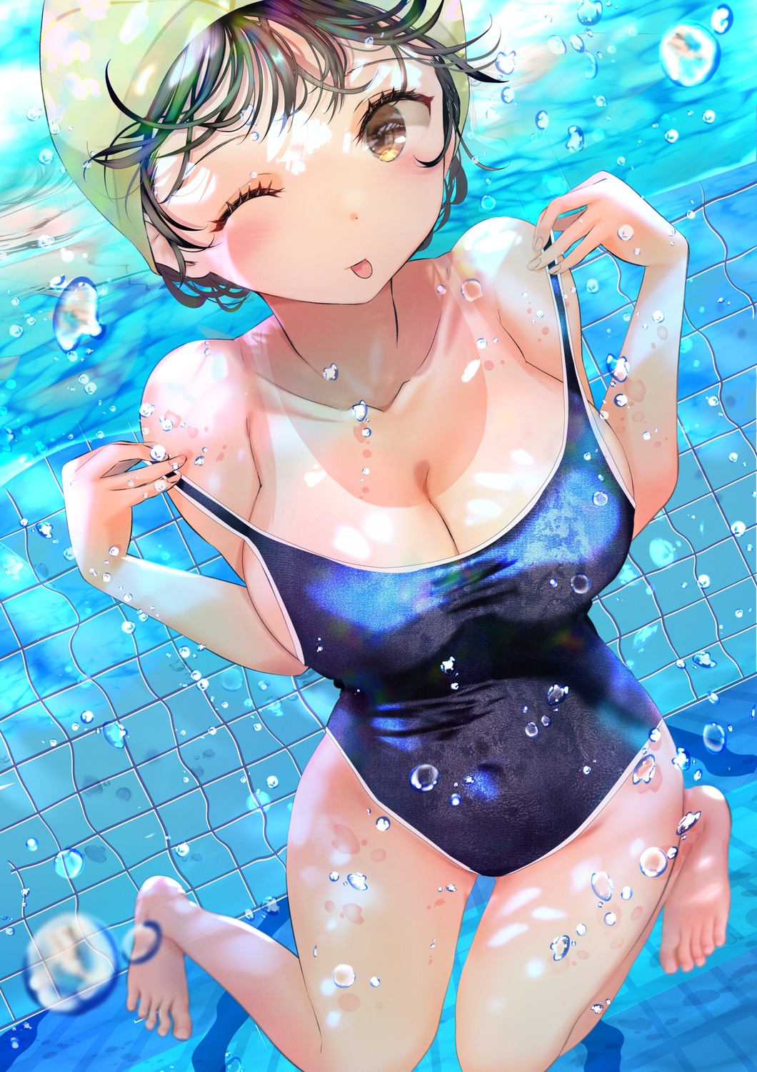 ogata_tei school_swimsuit swimsuits tan_lines undressing wet