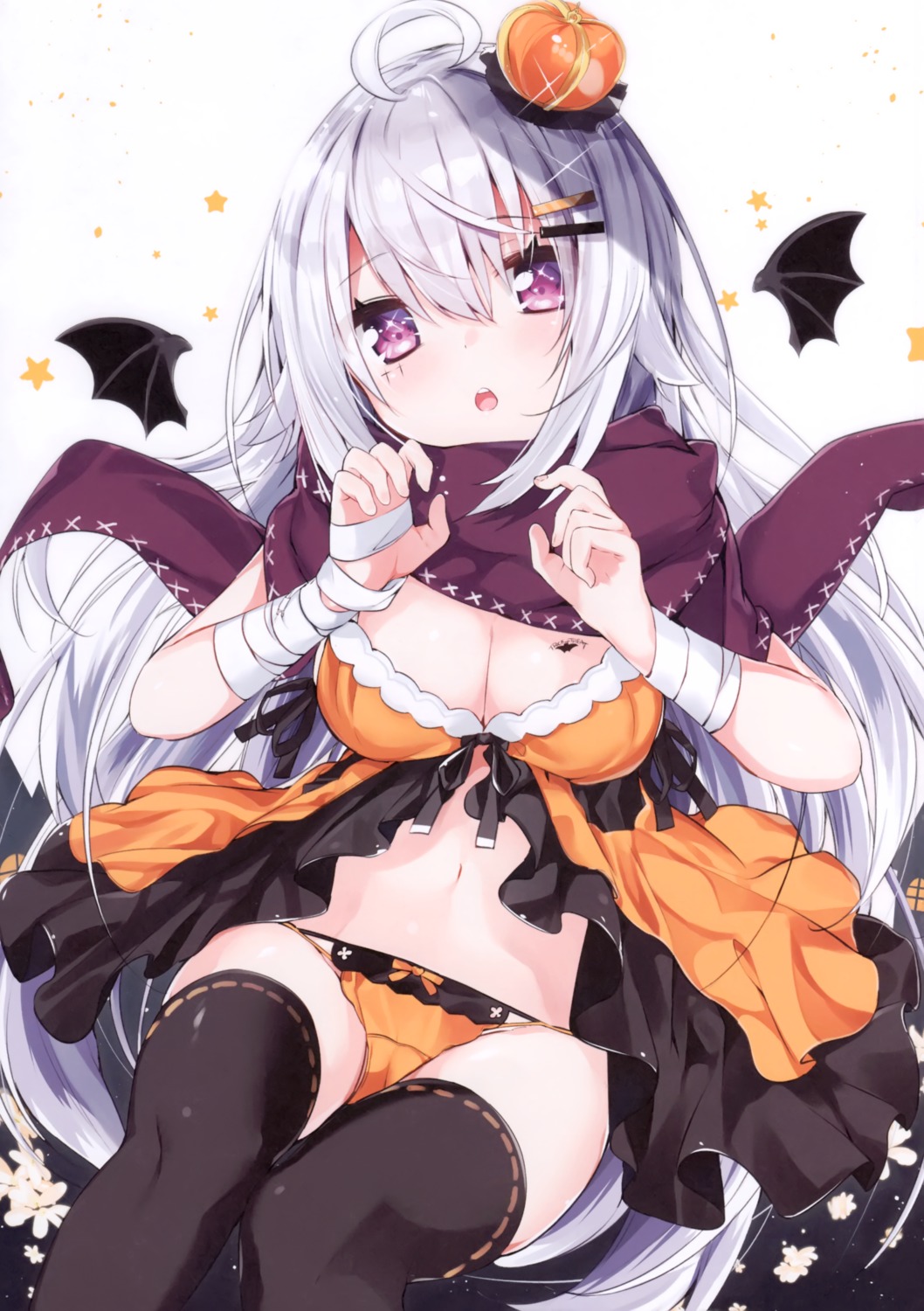 bandages cameltoe cleavage dress halloween kamioka_chiroru lingerie open_shirt pantsu tattoo thighhighs