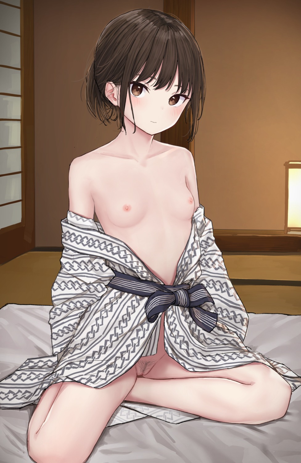 loli nipples no_bra nopan pubic_hair pussy uncensored yukata zuima