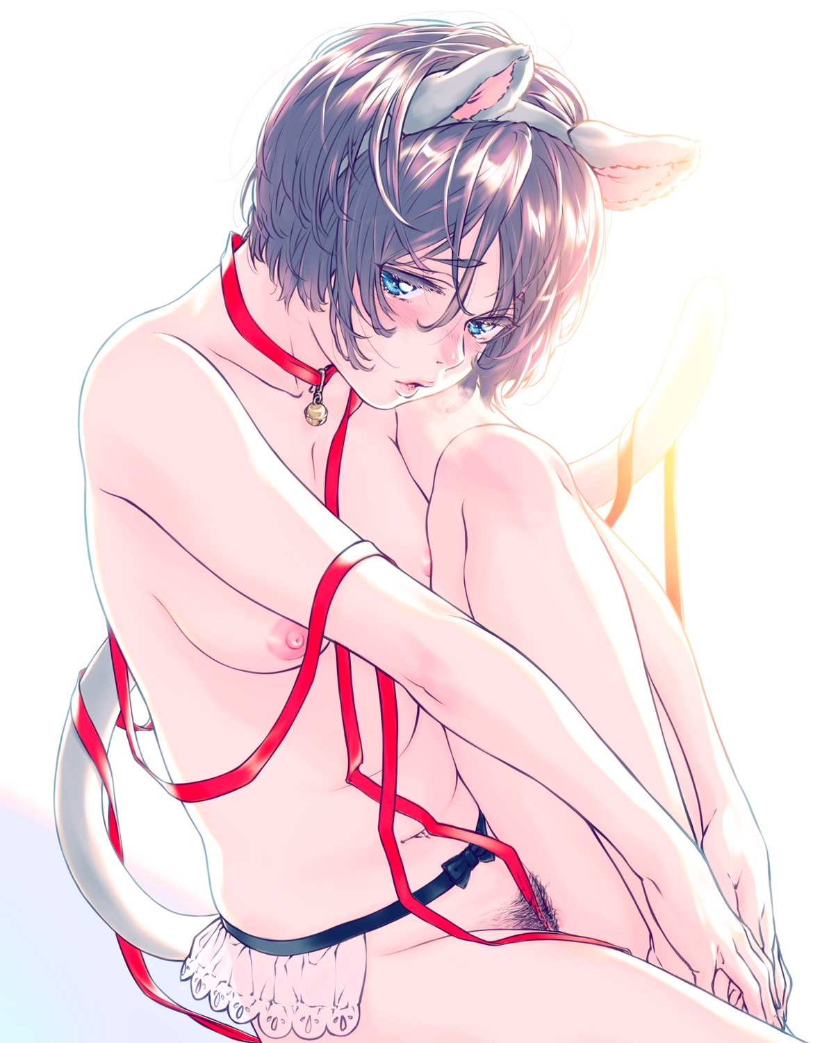 animal_ears nekomimi nipples nopan pubic_hair tail tanakomu topless