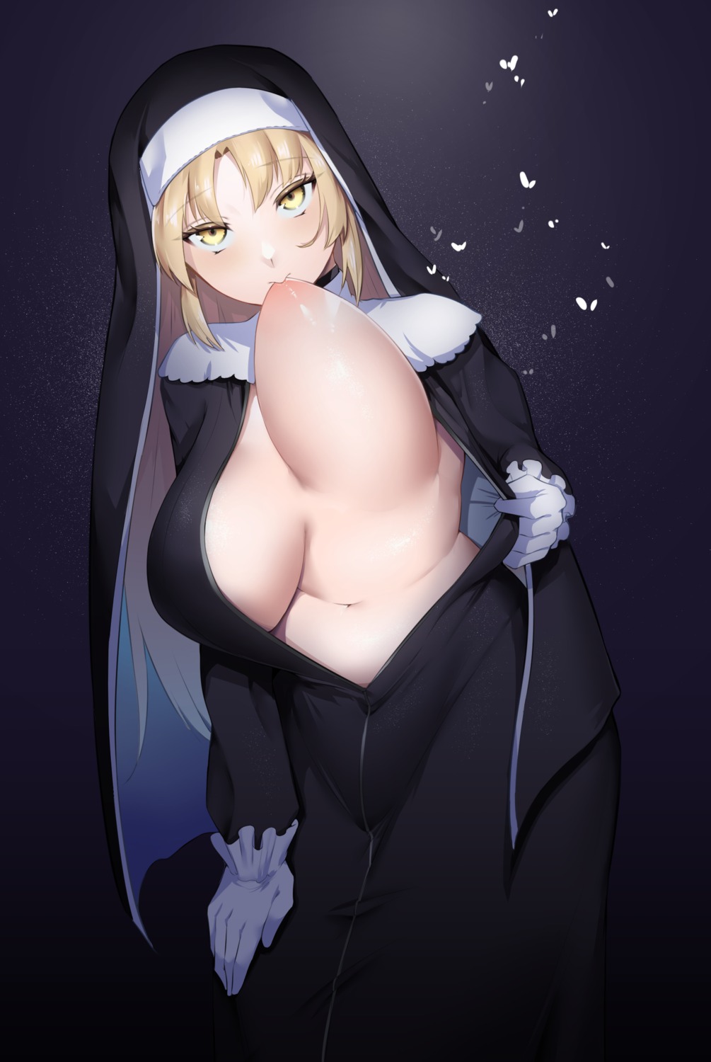 areola breasts enryuu_(rmxs3488) nijisanji nijisanji_seeds no_bra nun open_shirt sister_cleaire undressing