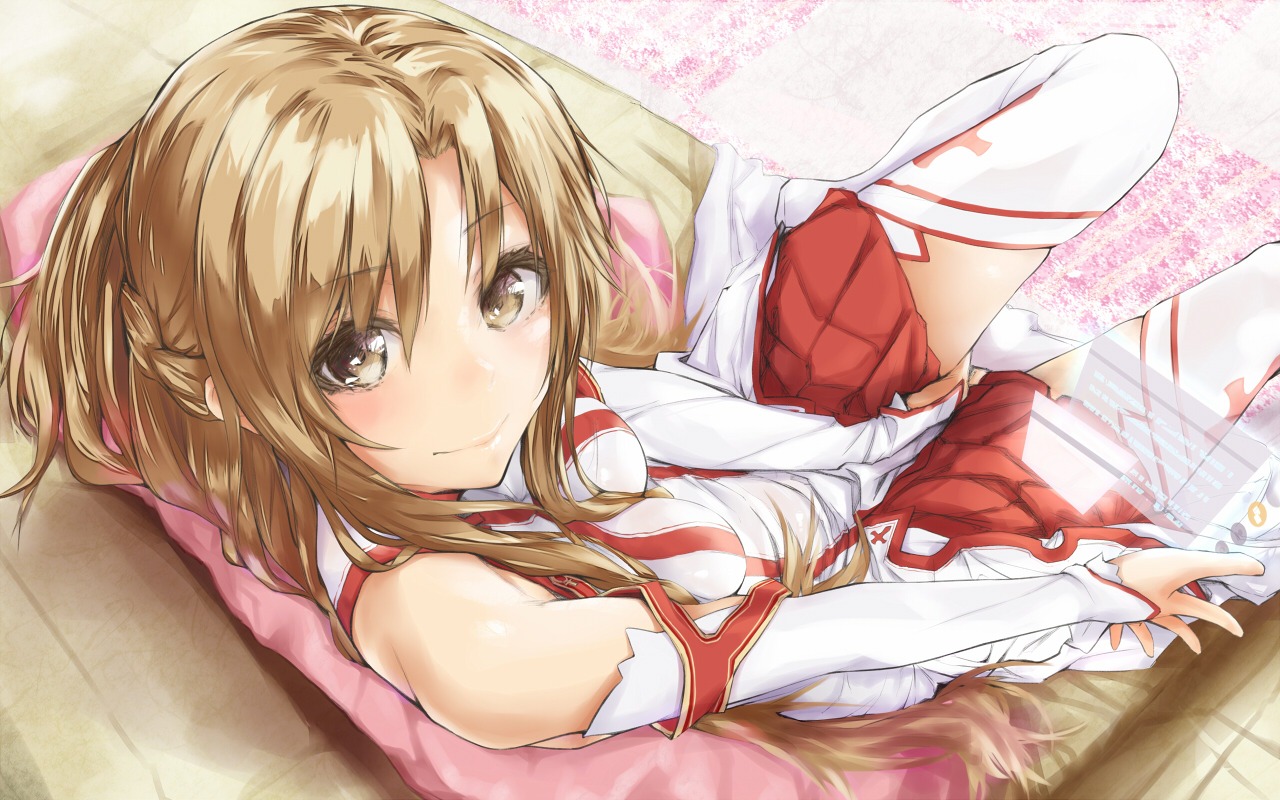 asuna_(sword_art_online) kiriyama sword_art_online thighhighs wallpaper