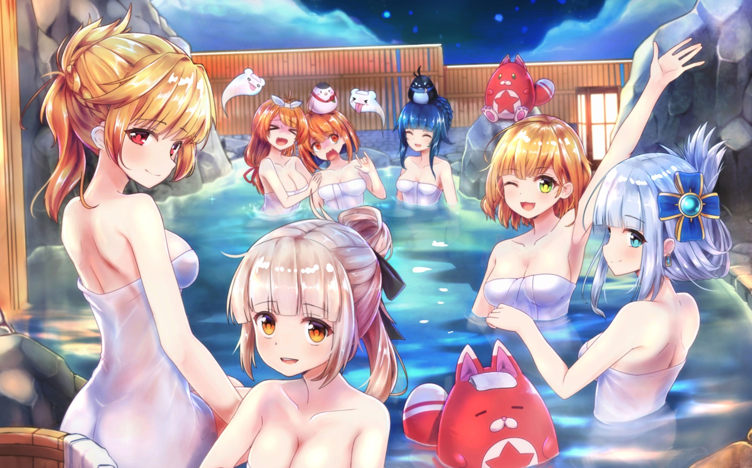 ass bathing onsen rigorigo shironeko_project towel wet