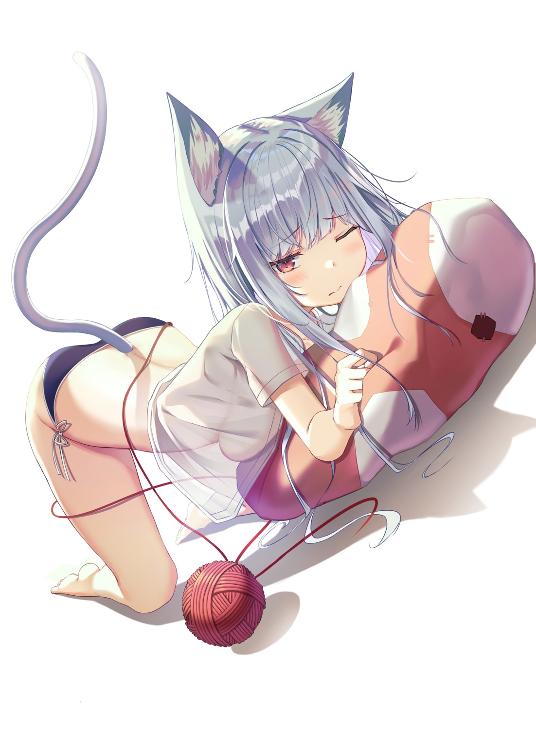 animal_ears apple_ringo no_bra pantsu see_through string_panties tail