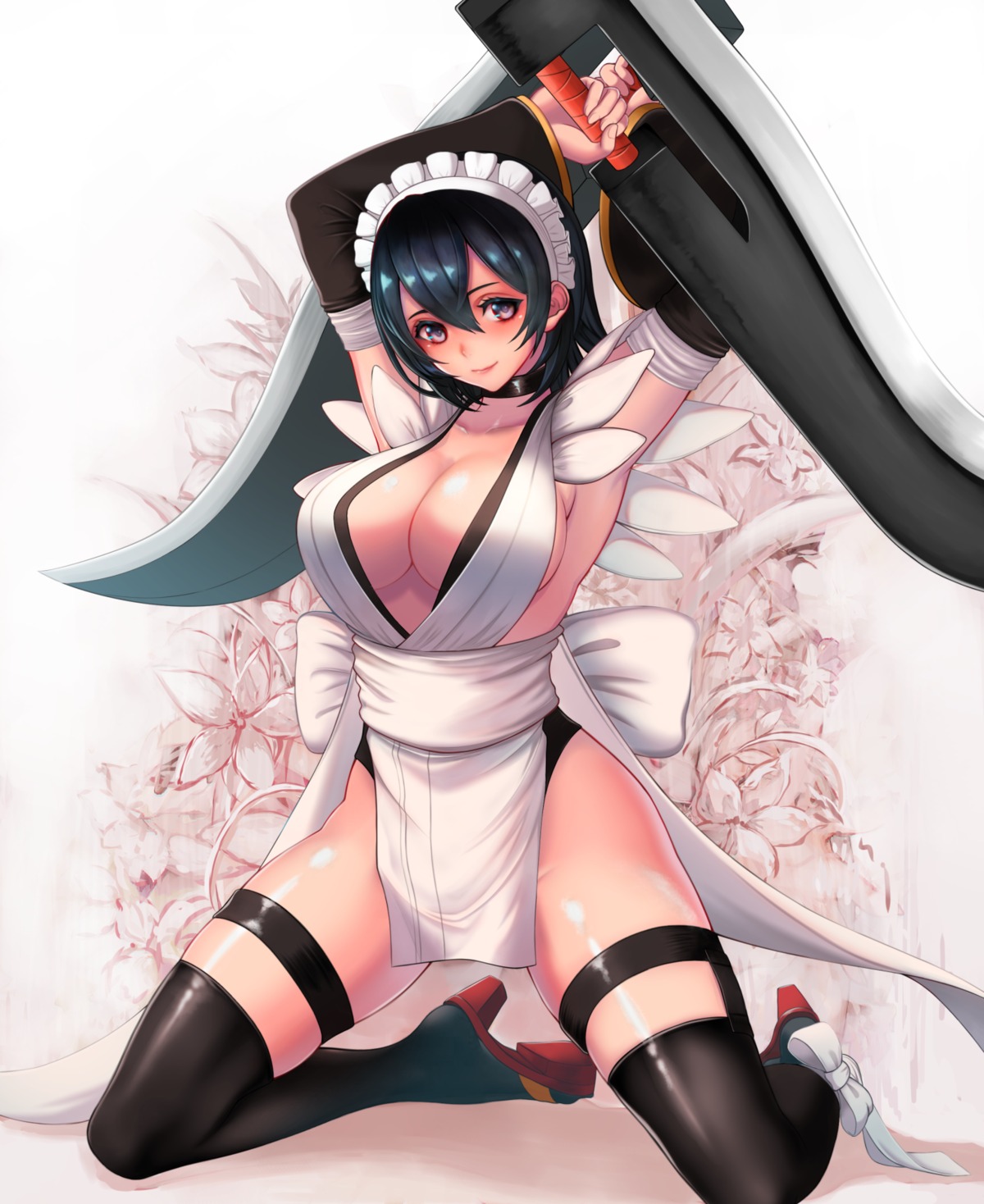 garter heels iroha kangaruu_(momotk1109) maid no_bra samurai_spirits stockings thighhighs weapon