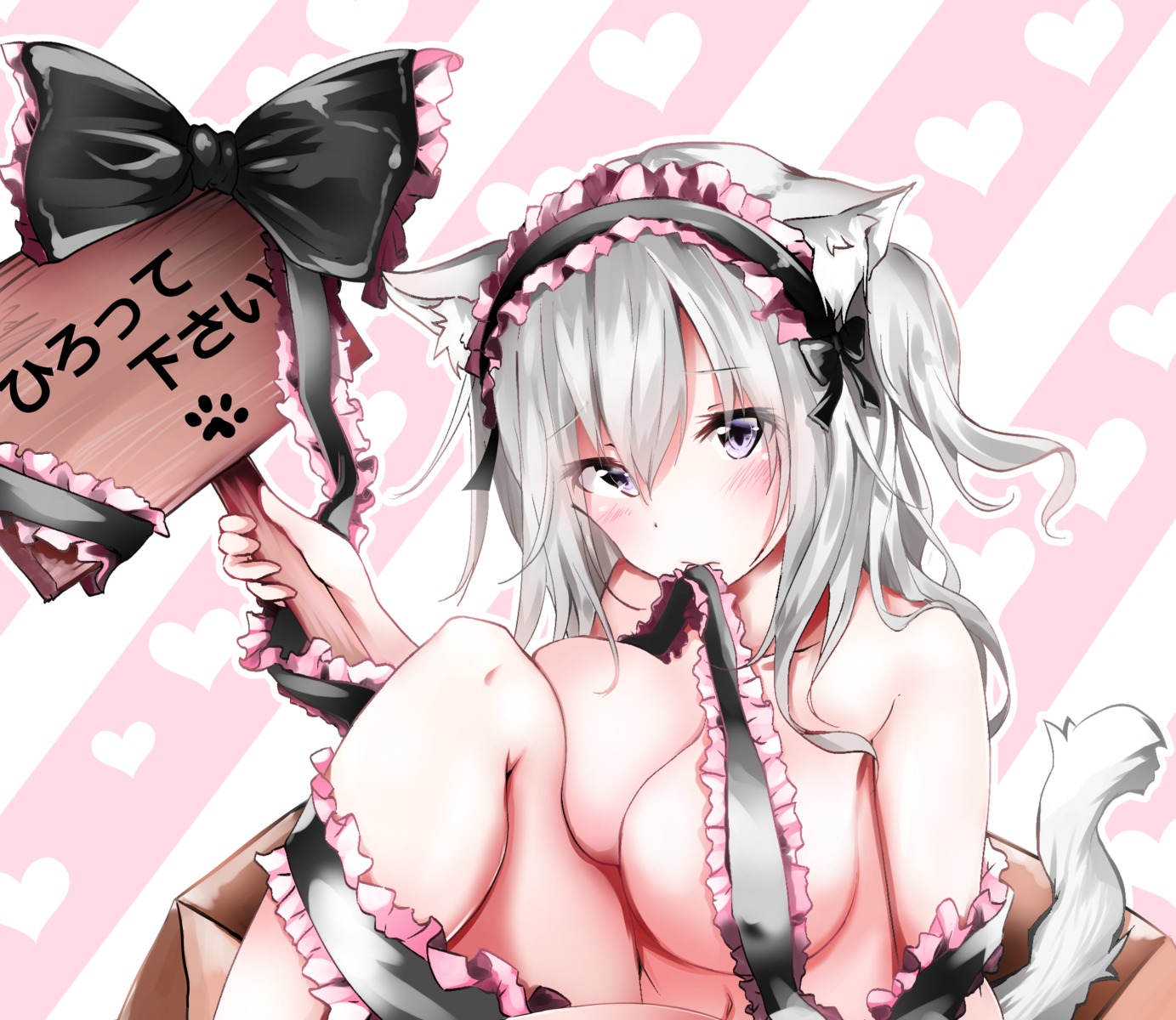 animal_ears kuromiko_shoujo naked_ribbon nekomimi tail