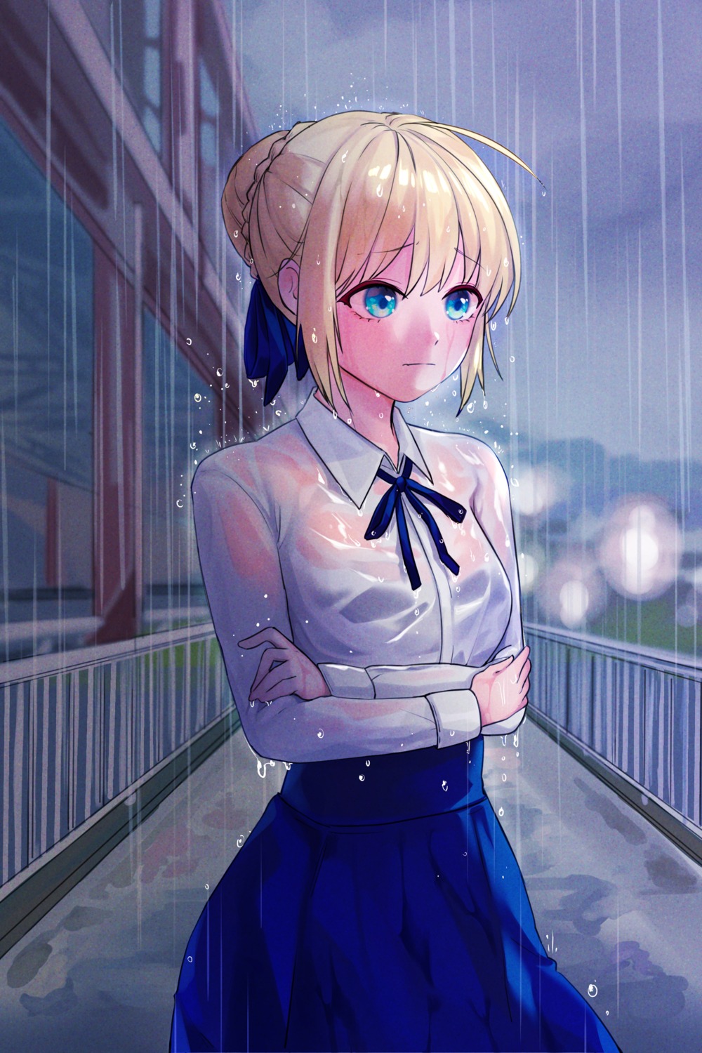 bra fate/stay_night lillly saber see_through wet wet_clothes