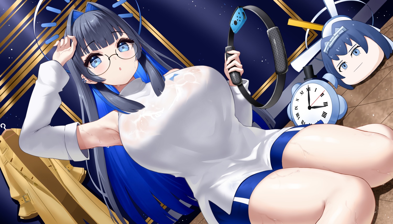 hololive hololive_english megane ouro_kronii roina_(effj7473) see_through wet_clothes