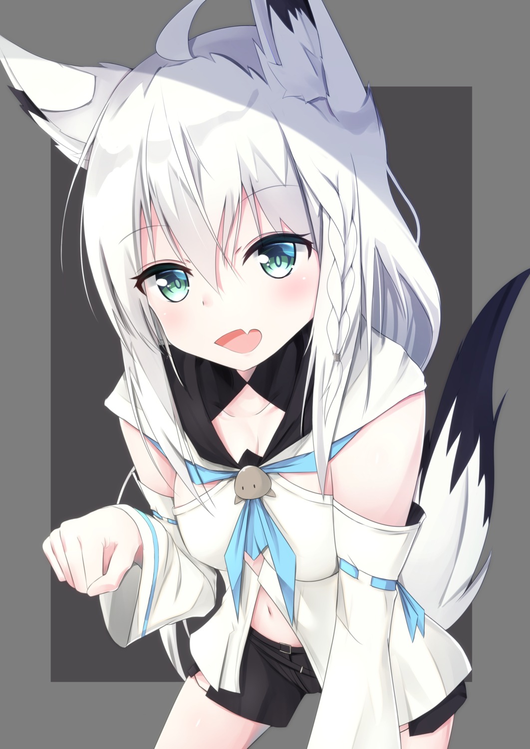 animal_ears cleavage hololive hololive_gamers kitsune kurohikage shirakami_fubuki tail transparent_png