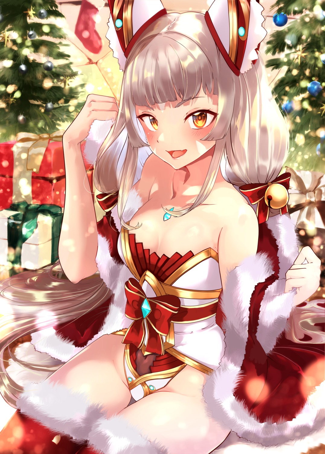 christmas leotard niyah niyah_(blade) no_bra risumi thighhighs xenoblade xenoblade_chronicles_2