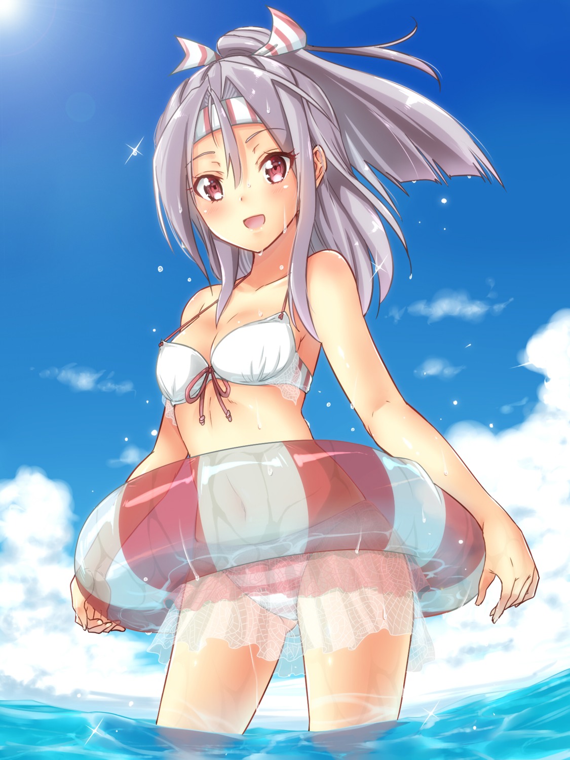 bikini cleavage kantai_collection sarfata see_through swimsuits wet zuihou_(kancolle)