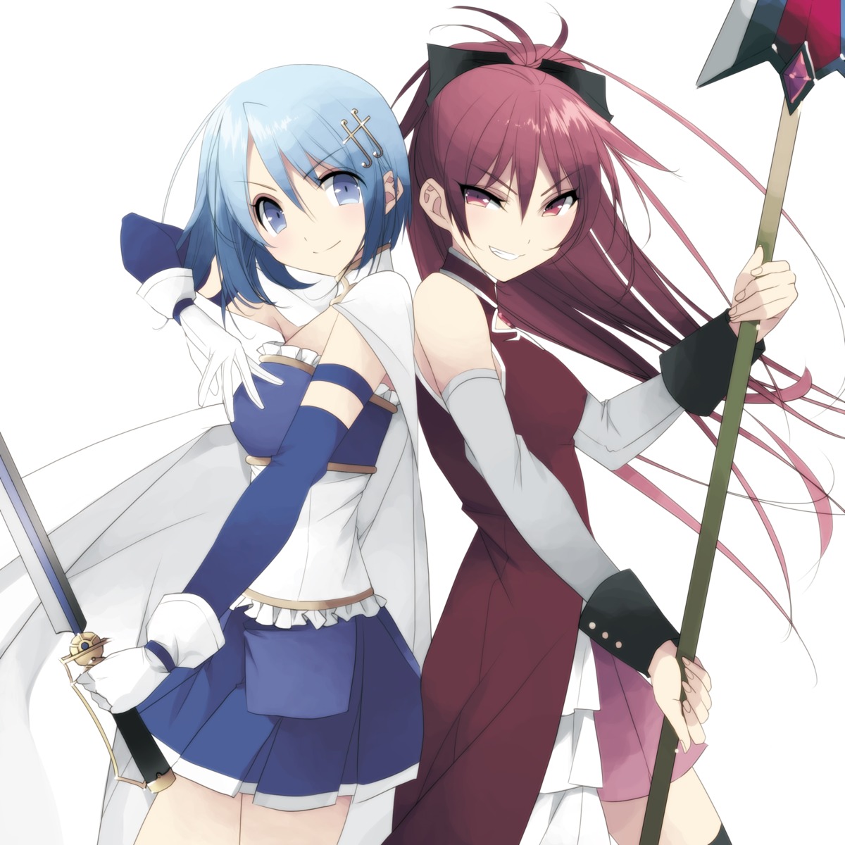 mahou_shoujo_madoka_magica miki_sayaka misteor sakura_kyouko sword weapon