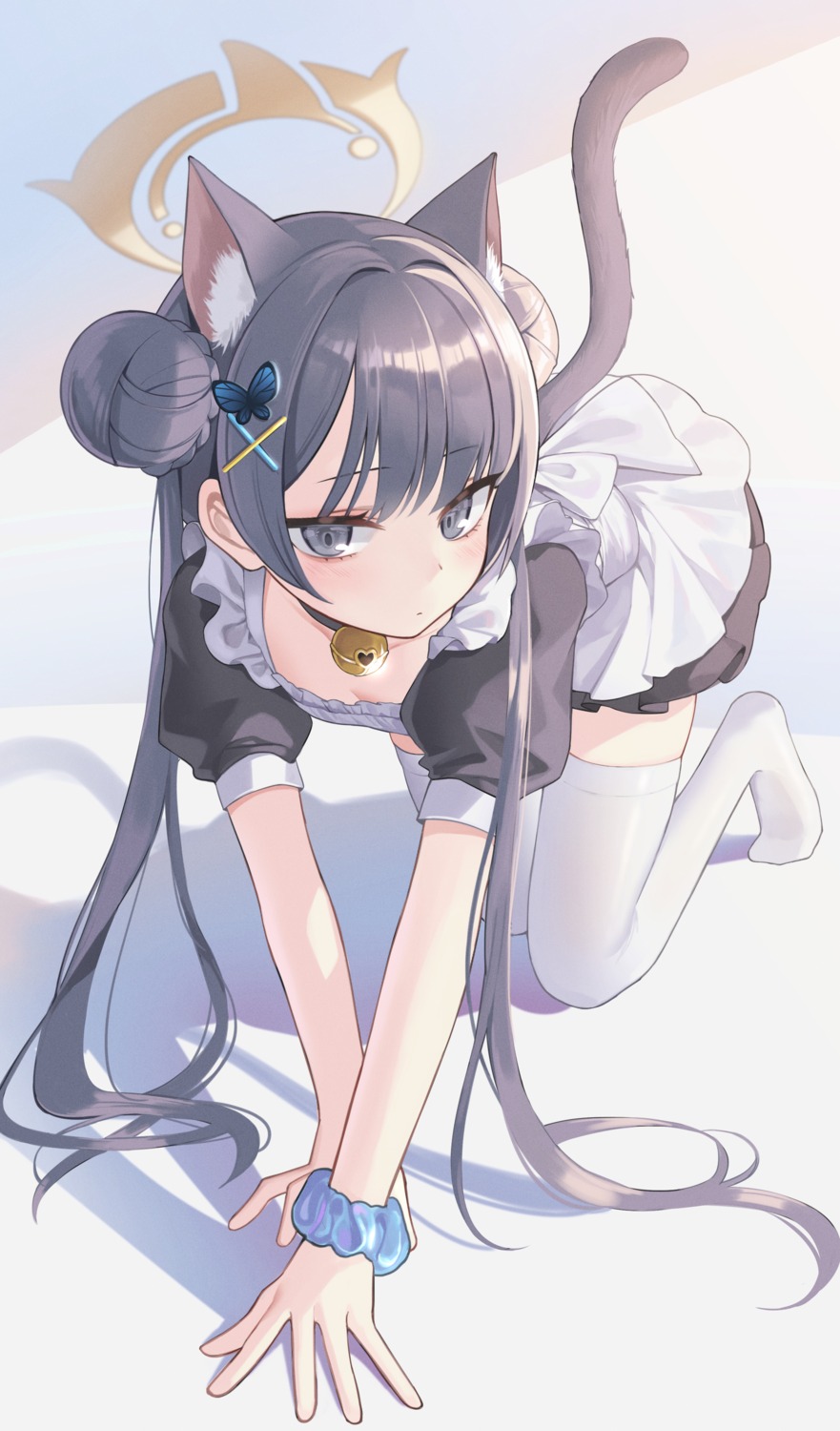 animal_ears blue_archive halo maid nekomimi ryuuge_kisaki taccho tail thighhighs