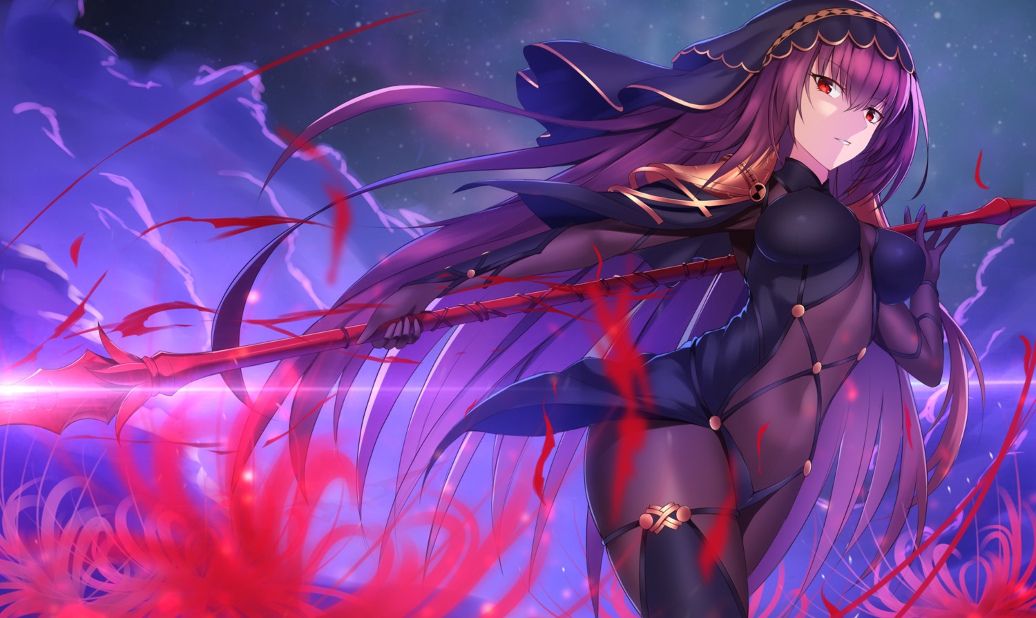 armor bodysuit fate/grand_order feng_mouren scathach_(fate/grand_order) weapon