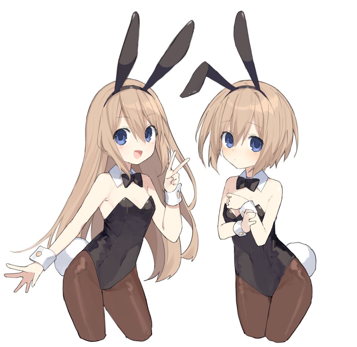 animal_ears bunny_ears bunny_girl choujigen_game_neptune no_bra pantyhose ram_(choujigen_game_neptune) rom_(choujigen_game_neptune) tagme tail
