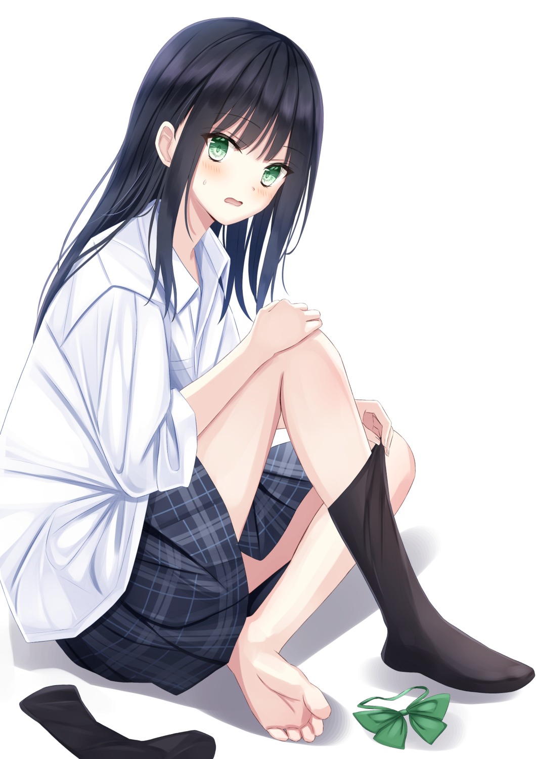 feet seifuku senri_(senri_sen) skirt_lift undressing