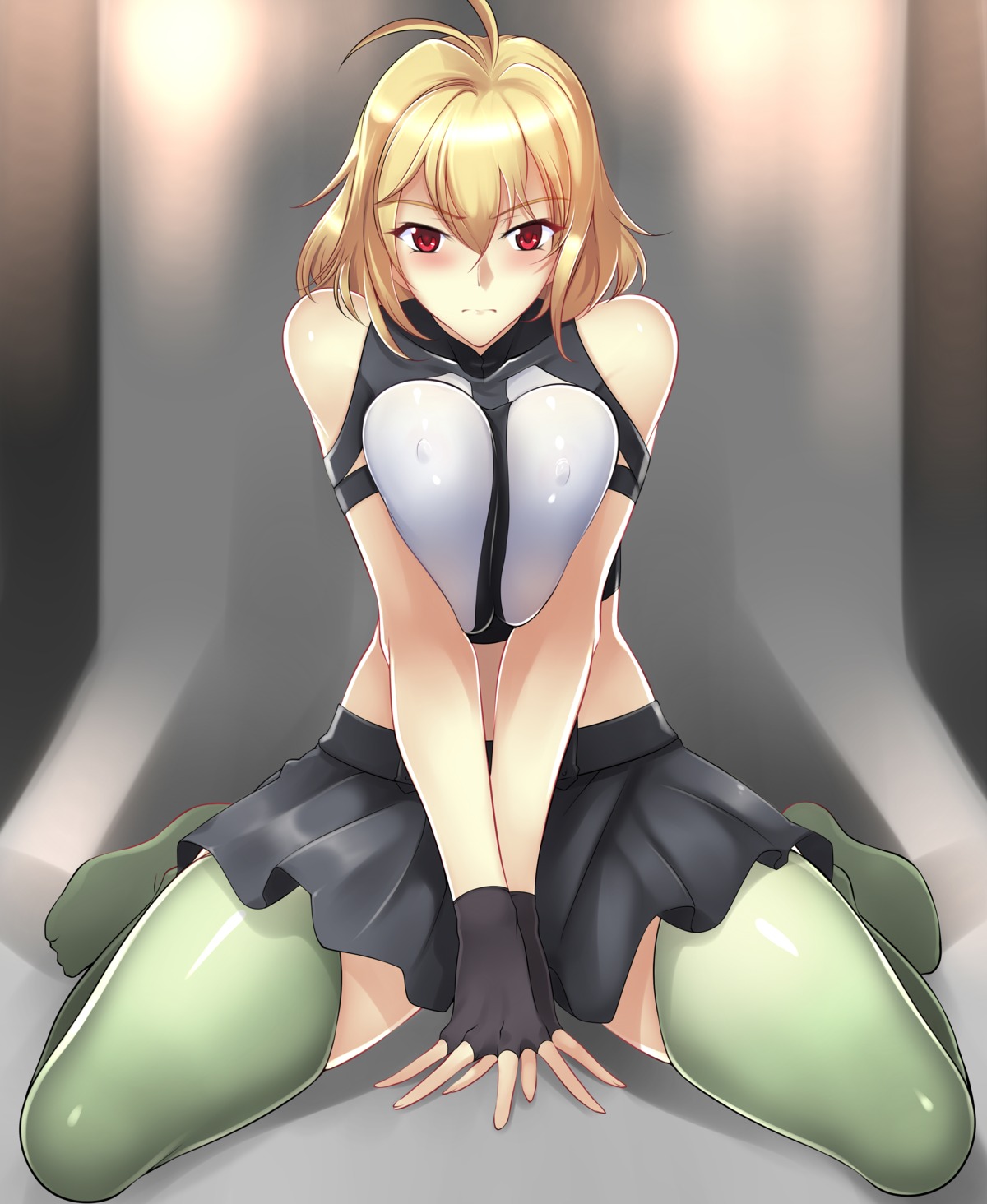 angelise_ikaruga_misurugi breast_hold cross_ange erect_nipples haganef no_bra thighhighs