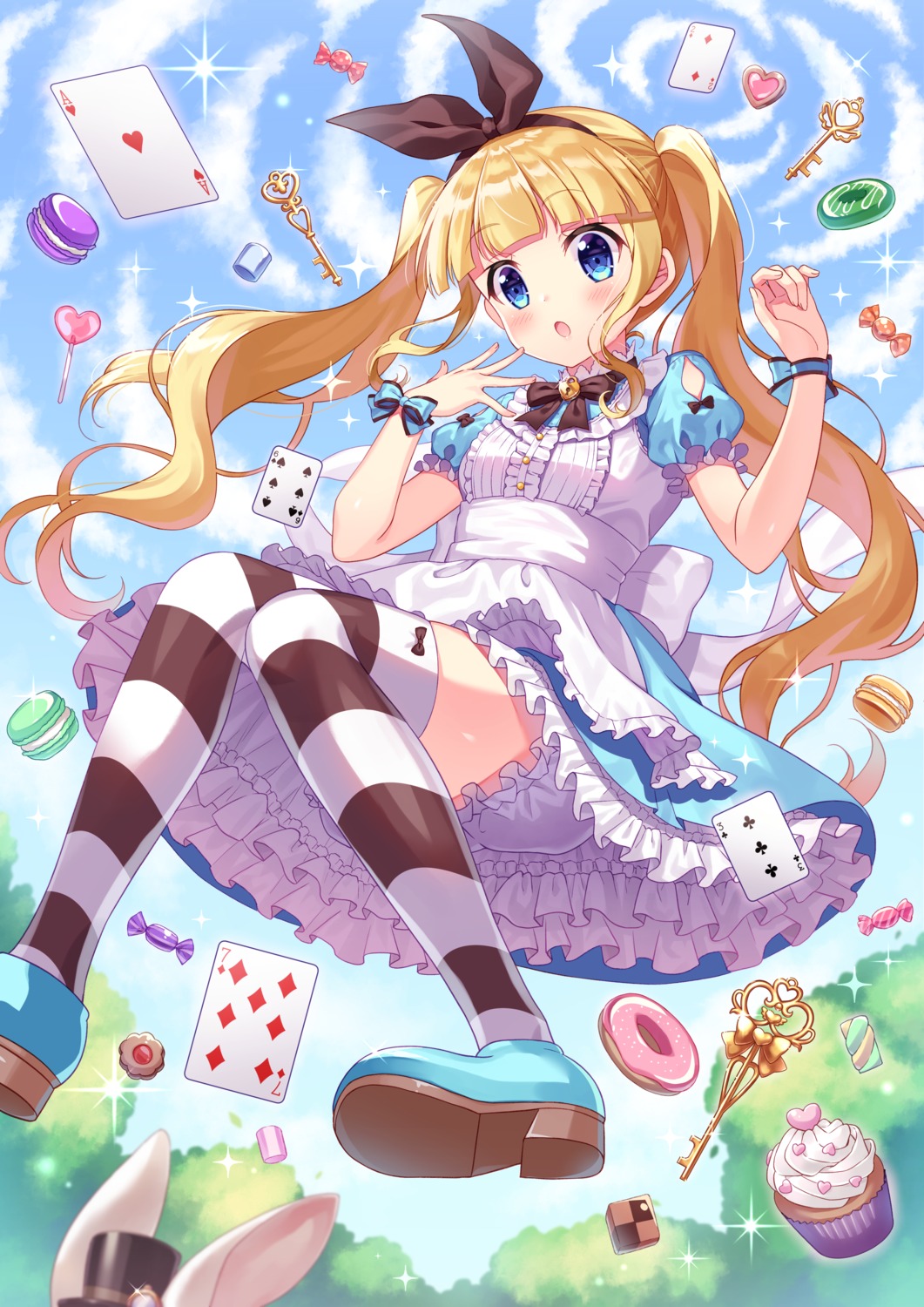 alice alice_in_wonderland bloomers heels siooooono skirt_lift thighhighs