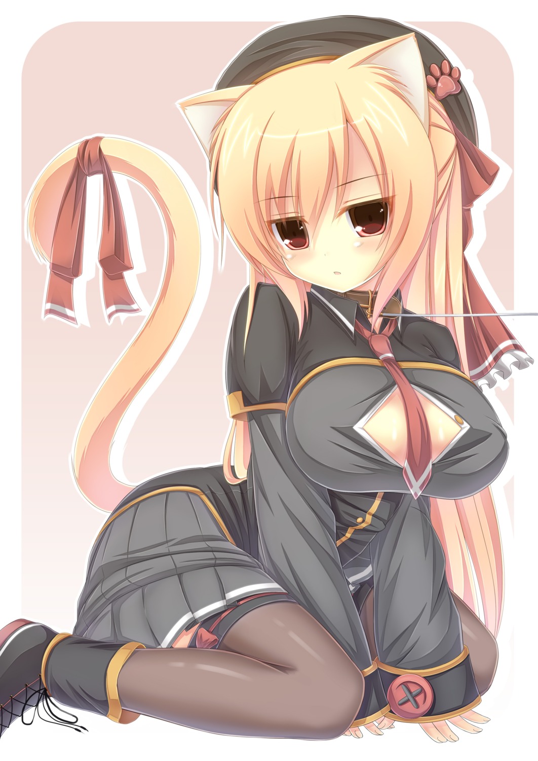 animal_ears cleavage ichiroku nekomimi tail thighhighs