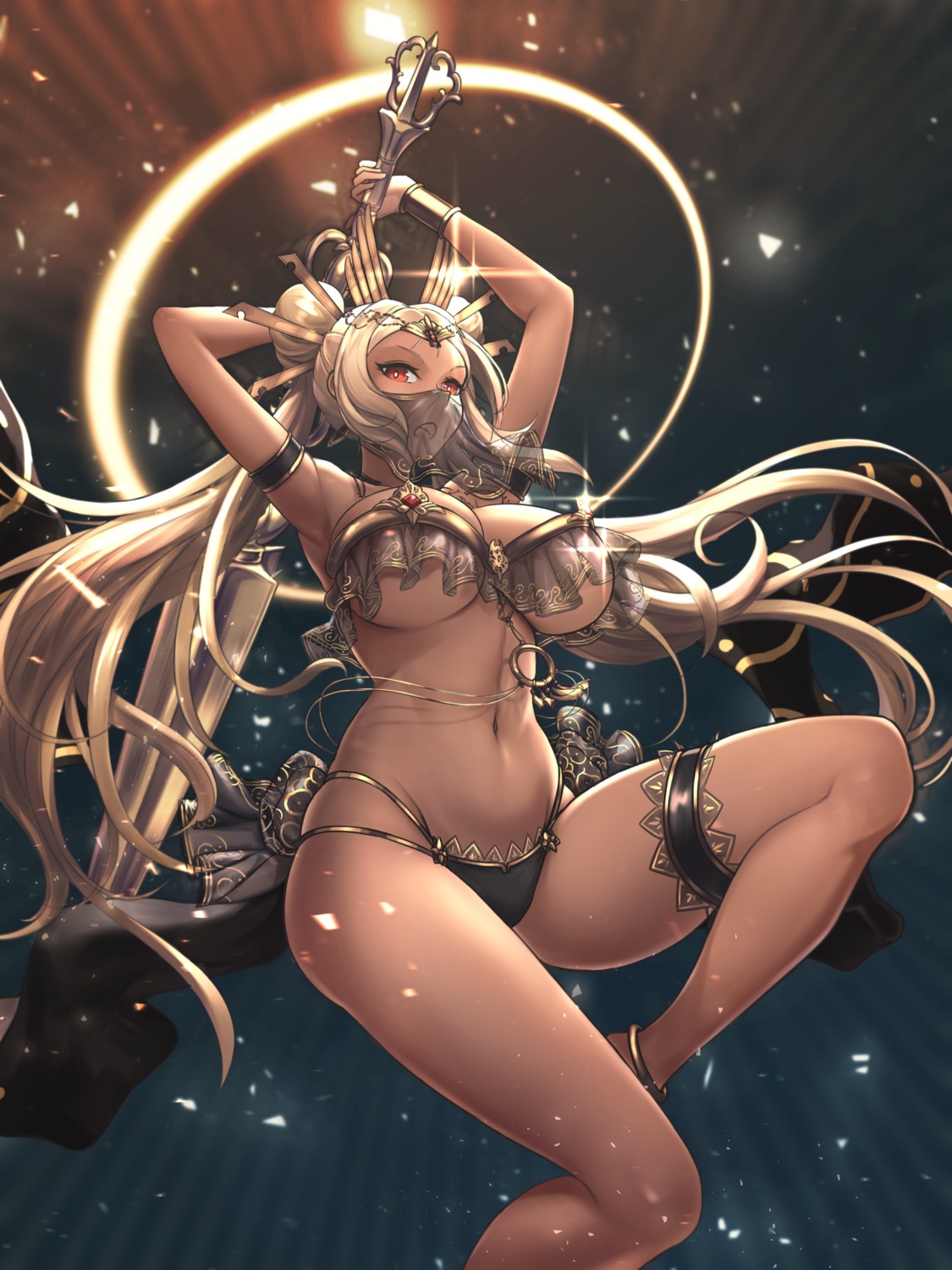 bikini_armor garter odachu see_through sword