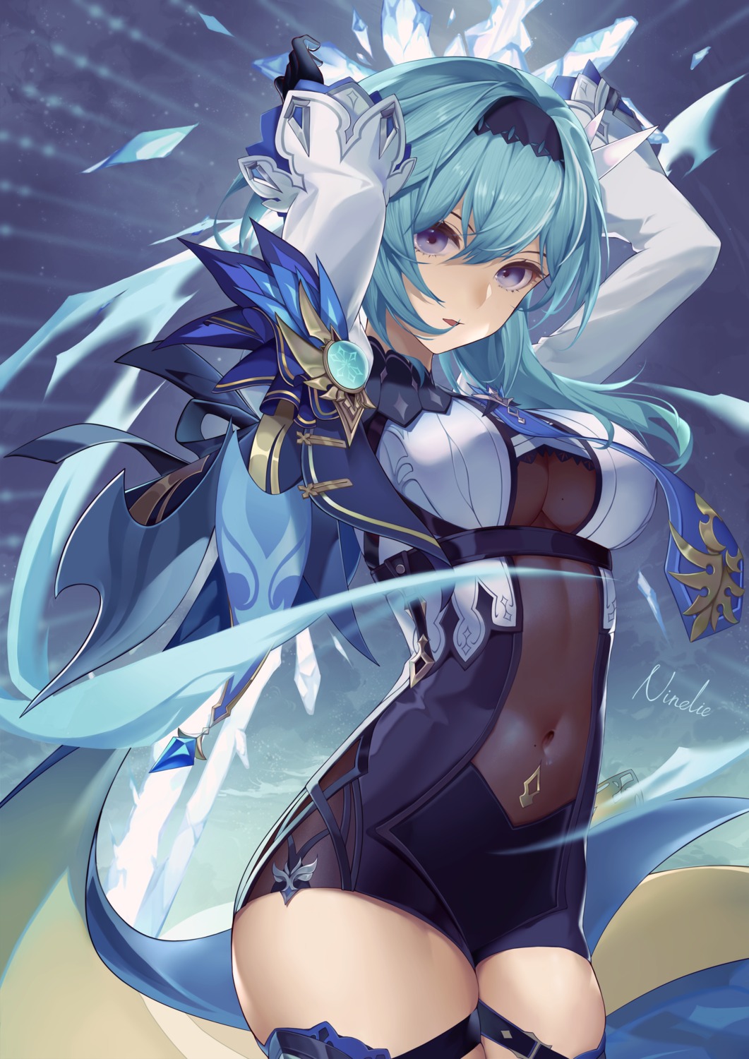 eula garter genshin_impact ninelie sword thighhighs