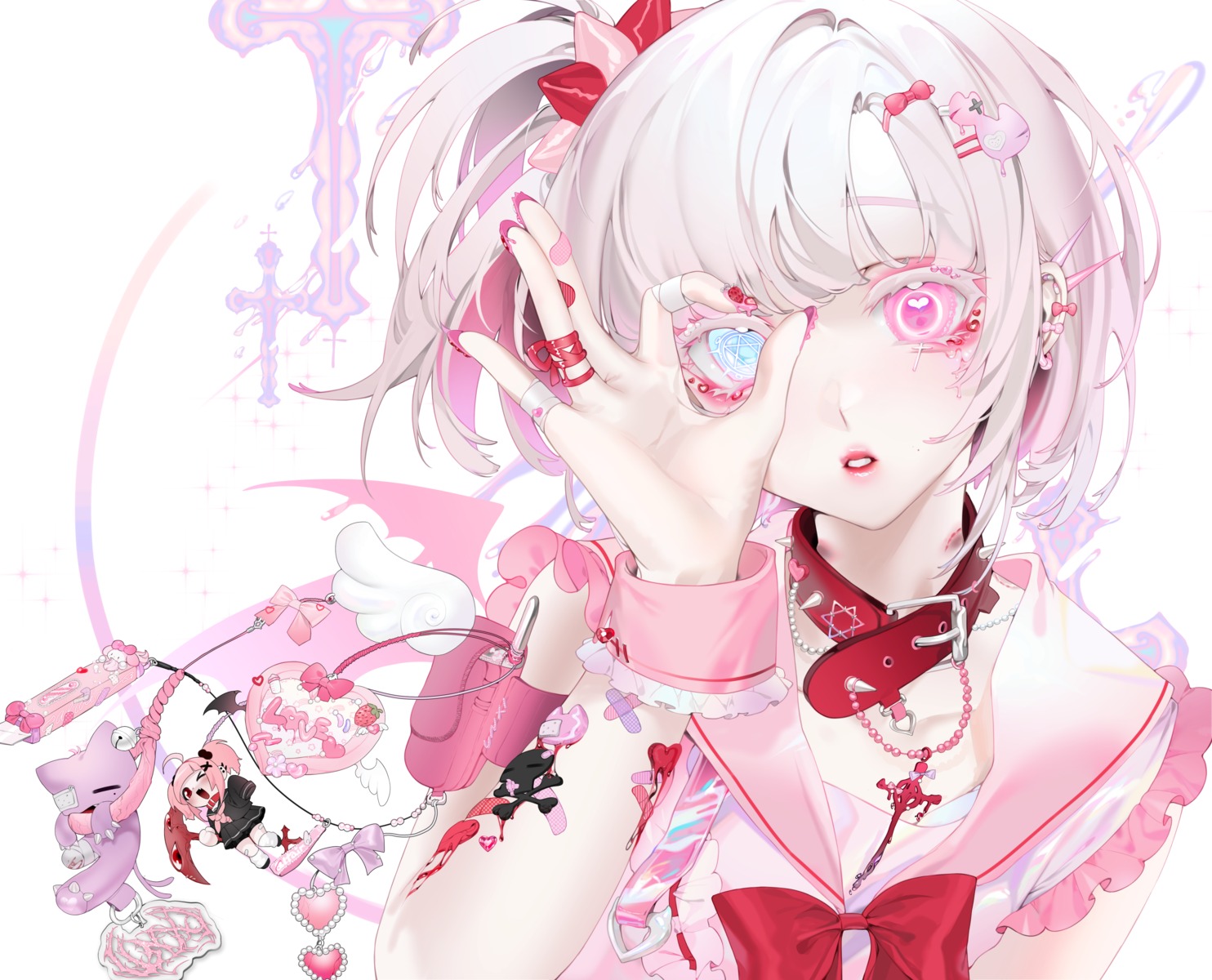 bandaid chibi heterochromia lolita_fashion unxi