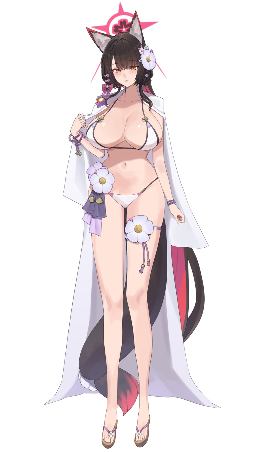 animal_ears bikini blue_archive garter halo kitsune kosaka_wakamo kurowanjjyang swimsuits tail