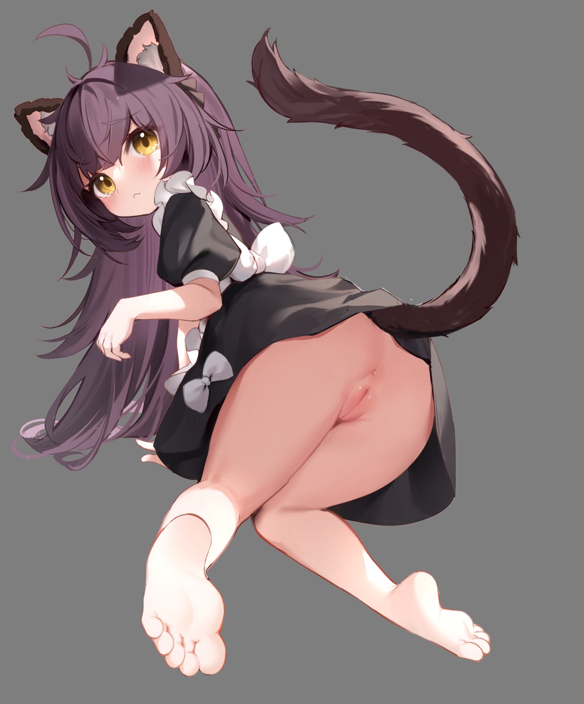 animal_ears anus ass feet loli maid nahaki nekomimi nopan pussy skirt_lift tail transparent_png uncensored