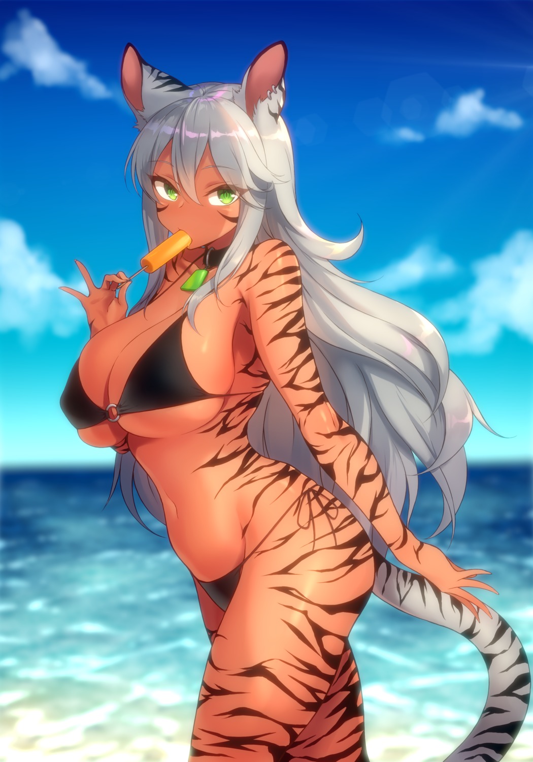 animal_ears bikini mo3hig3 swimsuits tail