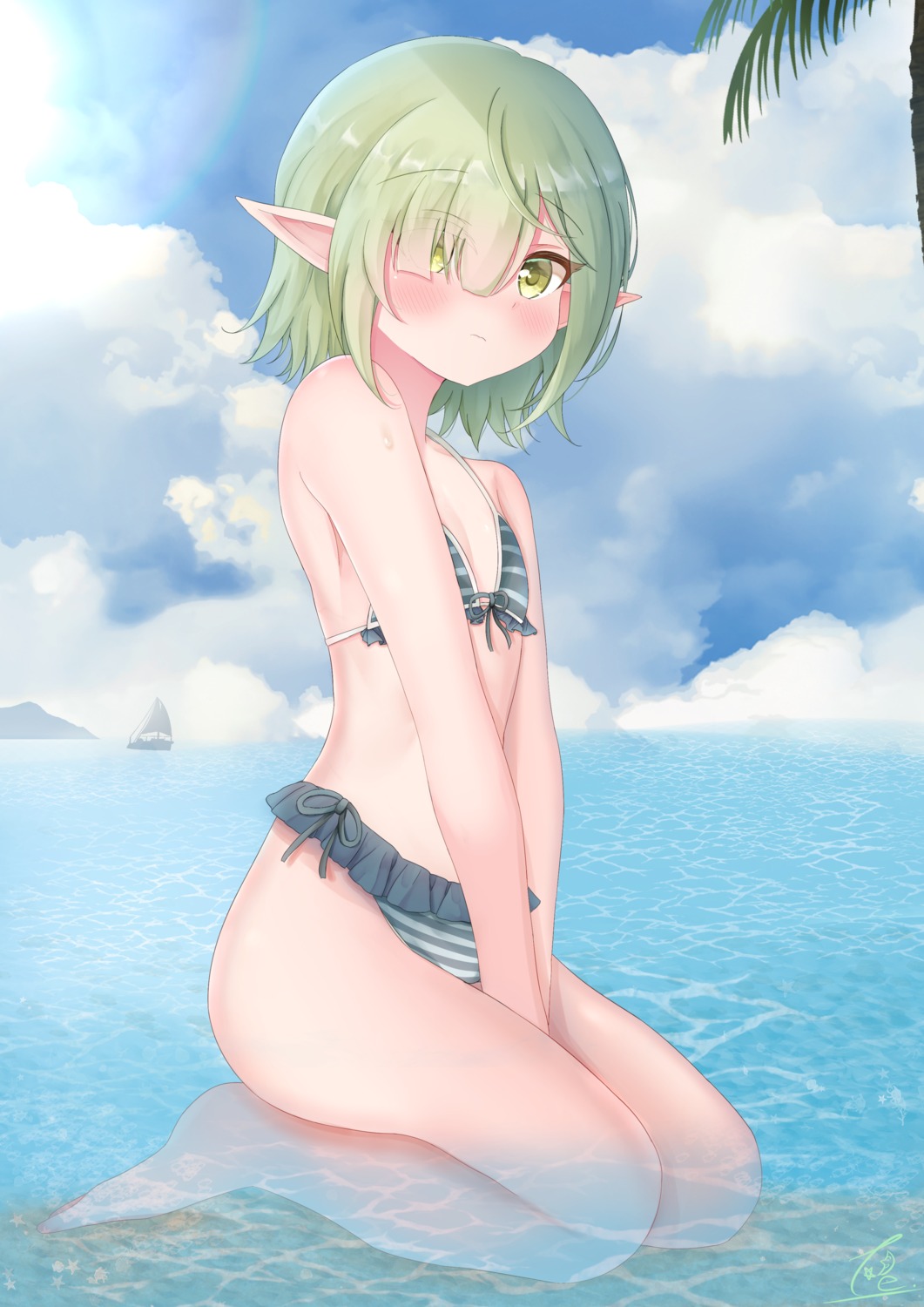 bikini futaba_aoi_(princess_connect) loli pointy_ears princess_connect! princess_connect!_re:dive swimsuits teren wet