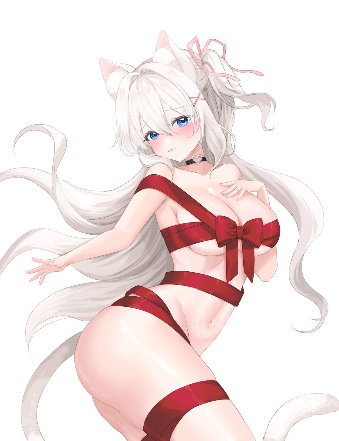 animal_ears ming_(user_arcn7324) naked_ribbon nekomimi tail