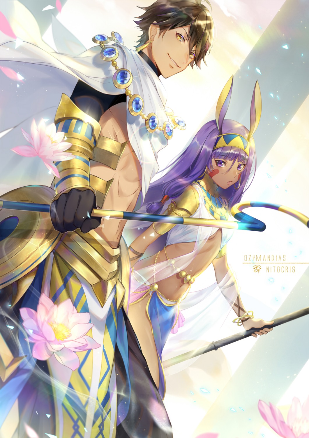 animal_ears armor bunny_ears ekita_xuan fate/grand_order nitocris_(fate/grand_order) ozymandias_(fate/grand_order) weapon