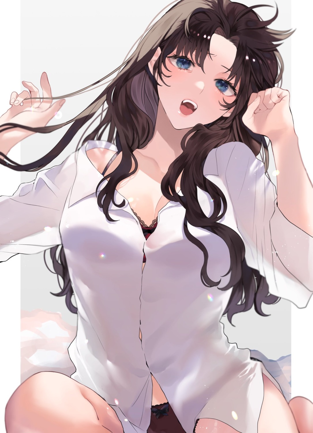 bra cleavage dress_shirt fate/stay_night lingerie pantsu see_through shimatori_(sanyyyy) toosaka_rin