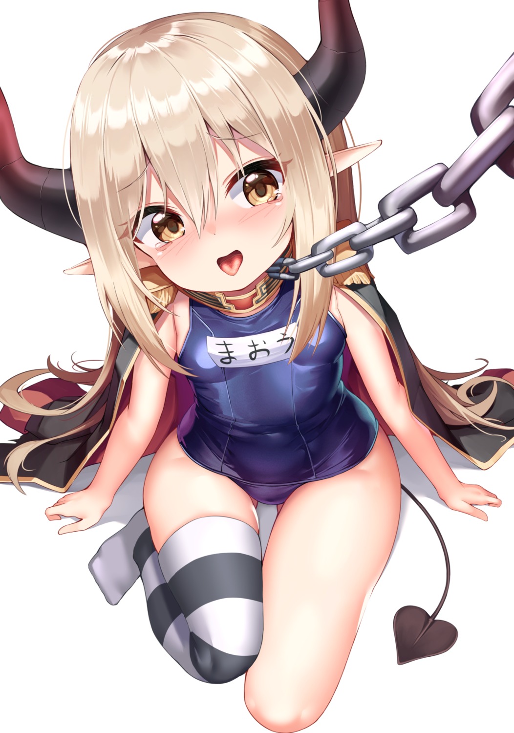 bondage horns loli mannack pointy_ears school_swimsuit swimsuits tail thighhighs