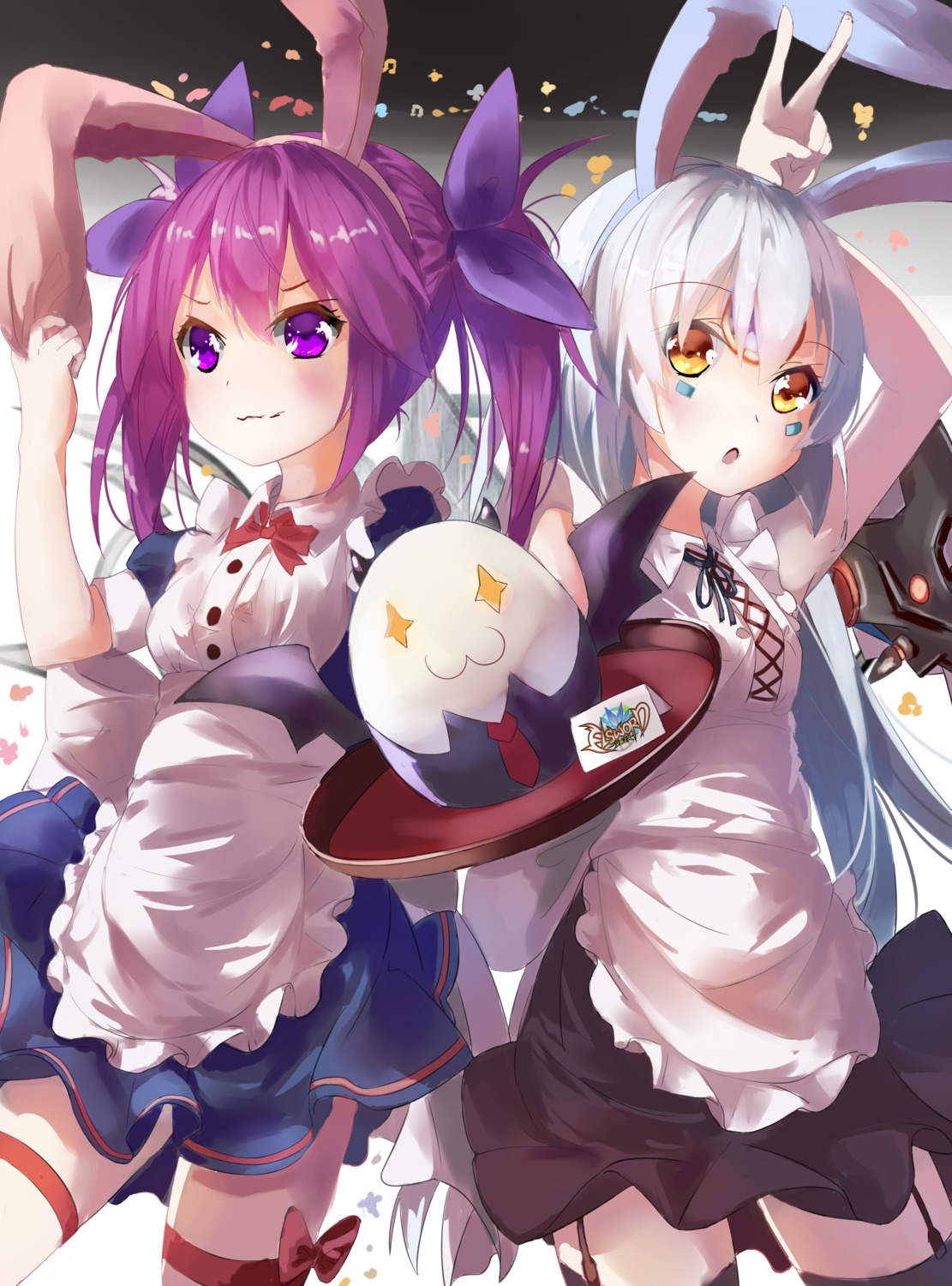 animal_ears bunny_ears elsword maid mozhi stockings thighhighs