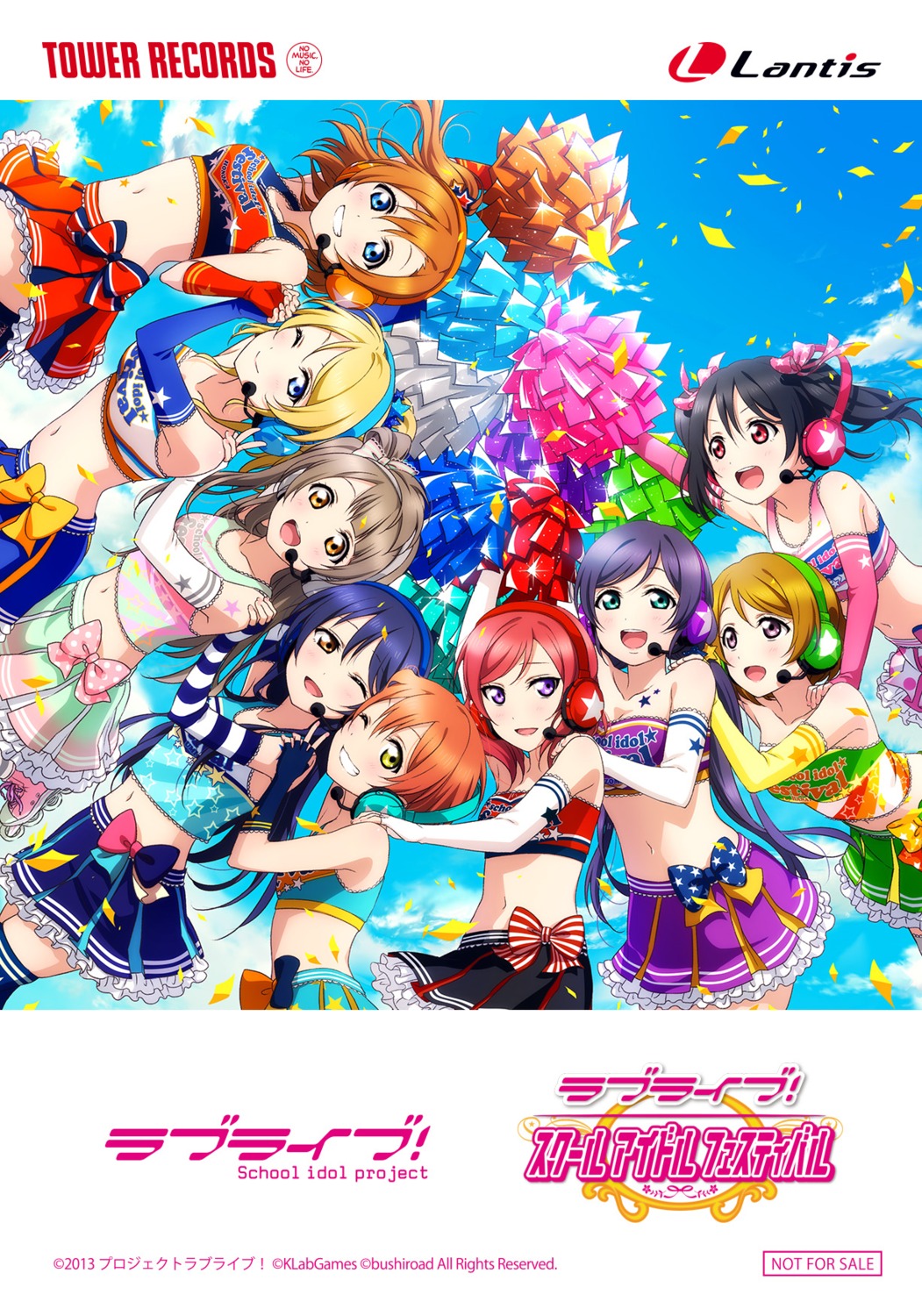 ayase_eli cheerleader cleavage headphones hoshizora_rin koizumi_hanayo kousaka_honoka love_live! love_live!_school_idol_festival minami_kotori nishikino_maki sonoda_umi thighhighs toujou_nozomi yazawa_nico