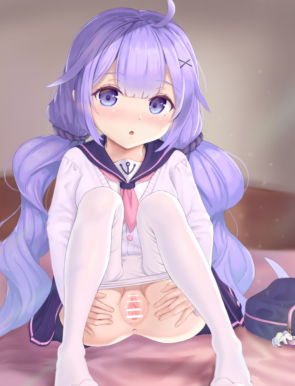 anus azur_lane censored loli nopan orisu_atto pantyhose pussy seifuku sweater unicorn_(azur_lane)