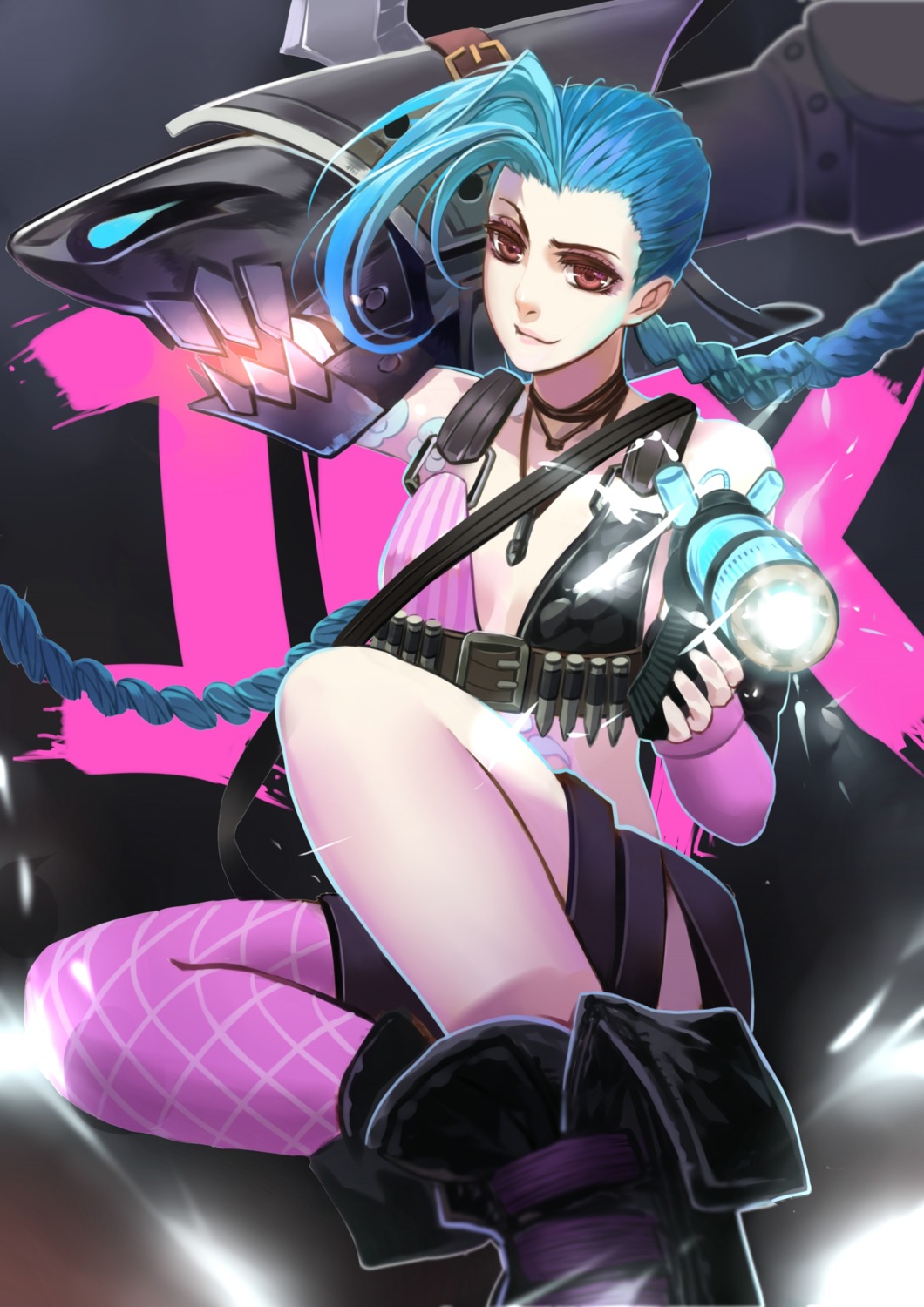 bikini_top citemer cleavage jinx league_of_legends swimsuits weapon